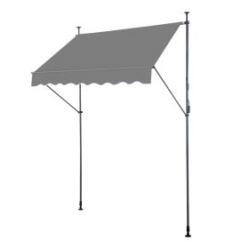 200x120x200-300cm Grey, Support Canopy, Polyester Fabric, Aluminum-iron Frame, Retractable (Color: Grey)