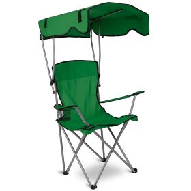 1Pc Foldable Camping Chair With Canopy Cup Holder 330LBS Max Load Folded As A Carry Bag Fedex Shipping (Color: Green)