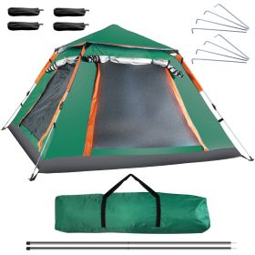 1Pc 4-5 Person Camping Tent With 2 Mosquito Nets Windows Carry Bag Waterproof 7.05x7.05x4.46ft For Hiking Climbing Adventure Fishing Fedex Shippi (Color: Green)