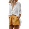 Solid Cotton Linen Blouses Women Shirt Half Sleeve Women's Shirts 2021 Summer Casual Fashion Woman Blouses Short Front Long Back