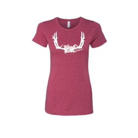 Floral Antler Women's Shirt (Cardinal) (size: S)