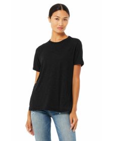 Ladies' Relaxed Heather CVC Short-Sleeve T-Shirt - ATHLETIC HEATHER - S (Color: BLACK HEATHER, size: L)