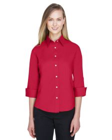 Ladies' Perfect Fit™ 3/4-Sleeve Stretch Poplin Blouse - LIME - S (Color: Red, size: XL)