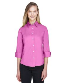Ladies' Perfect Fit™ 3/4-Sleeve Stretch Poplin Blouse - LIME - S (Color: CHARITY PINK, size: XL)