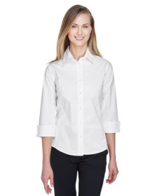 Ladies' Perfect Fit™ 3/4-Sleeve Stretch Poplin Blouse - LIME - S (Color: White, size: XS)