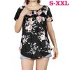 Women Summer Shirts Tops Loose Short Sleeve T Shirts Casual Floral Printed Button Shirts Blouse S-XXL