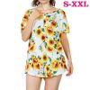 Women Summer Shirts Tops Loose Short Sleeve T Shirts Casual Floral Printed Button Shirts Blouse S-XXL