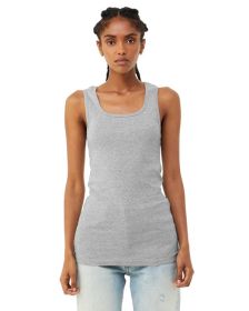 Bella + Canvas 1081 Ladies' Micro Ribbed Tank (Color: ATHLETIC HEATHER, size: L)