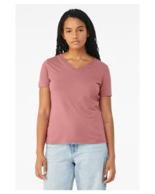 Bella + Canvas 6415 Ladies' Relaxed Triblend V-Neck T-Shirt (Color: MAUVE TRIBLEND, size: XL)