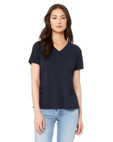 Bella + Canvas 6415 Ladies' Relaxed Triblend V-Neck T-Shirt (Color: SOLID NVY TRBLND, size: M)