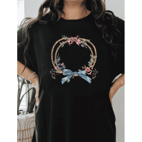 Casual Women's Cotton T-Shirt with Bow Detail - Trendy and Comfortable for Every Season (Style: 36)