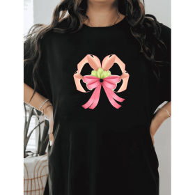Casual Women's Cotton T-Shirt with Bow Detail - Trendy and Comfortable for Every Season (Style: 16)