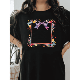 Casual Women's Cotton T-Shirt with Bow Detail - Trendy and Comfortable for Every Season (Style: 29)