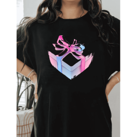 Casual Women's Cotton T-Shirt with Bow Detail - Trendy and Comfortable for Every Season (Style: 34)