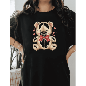 Casual Women's Cotton T-Shirt with Bow Detail - Trendy and Comfortable for Every Season (Style: 45)