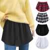 Detachable Underskirt Cotton Shirt Extender for Women Irregular False Skirt Tail Blouse Hem Plaid Mini Skirt Extender Hemline