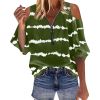 Elegant Off Shoulder Shirt Blouse Women Casual Letter Print V Neck Zipper Tops Patchwork Loose Shirt Top Long Sleeve Blouse