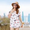 Women Summer Shirts Tops Loose Short Sleeve T Shirts Casual Floral Printed Button Shirts Blouse S-XXL